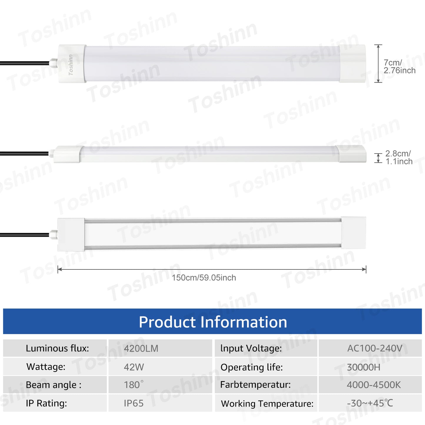 Lumière tri-proof - avec câble